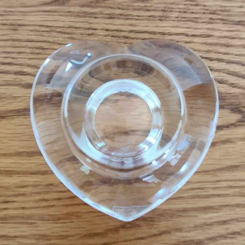 Orrefors Sweden Amour Heart Shaped Crystal Votive Tealight Candleholder Nordic